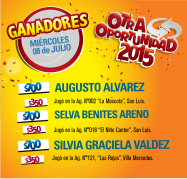 Ganadores Sorteo Otra Oportunidad 10-07-2015